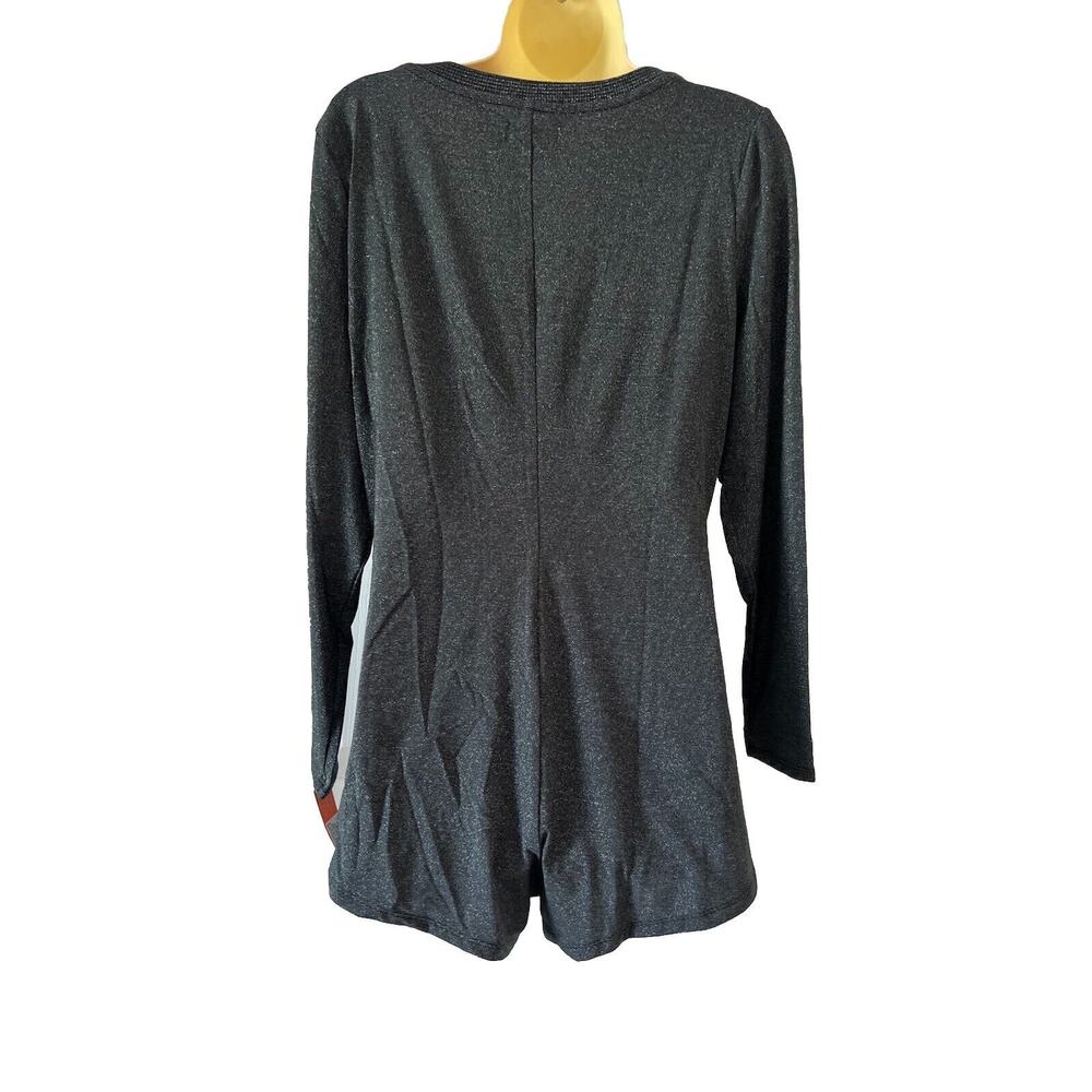 Colsie V-Neck Pajama Romper -Black Sparkle metallic Women's M NWT - Picture 3 of 14